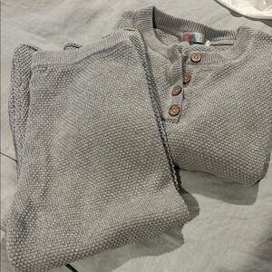 Elegant Gray Knit Sweater and Pants Set
